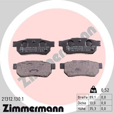 Zimmermann 21312.130.1 - Σετ τακάκια, δισκόφρενα parts5.com