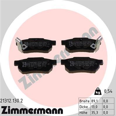 Zimmermann 21312.130.2 - Fren balata seti, diskli fren parts5.com