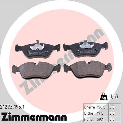 Zimmermann 21273.195.1 - Komplet kočnih obloga, disk kočnica parts5.com