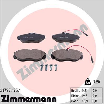 Zimmermann 21797.195.1 - Тормозные колодки, дисковые, комплект parts5.com