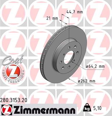 Zimmermann 280.3153.20 - Fren diski parts5.com