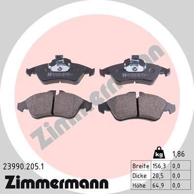 Zimmermann 23990.205.1 - Juego de pastillas de freno parts5.com