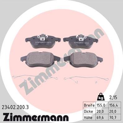 Zimmermann 23402.200.3 - Set placute frana,frana disc parts5.com