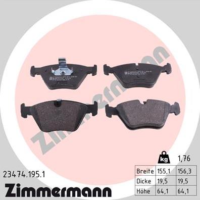 Zimmermann 23474.195.1 - Juego de pastillas de freno parts5.com