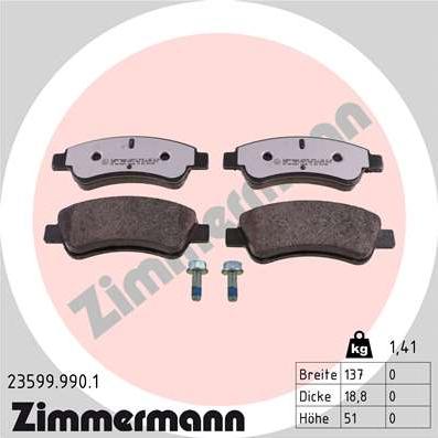 Zimmermann 23599.990.1 - Bremsbelagsatz, Scheibenbremse parts5.com