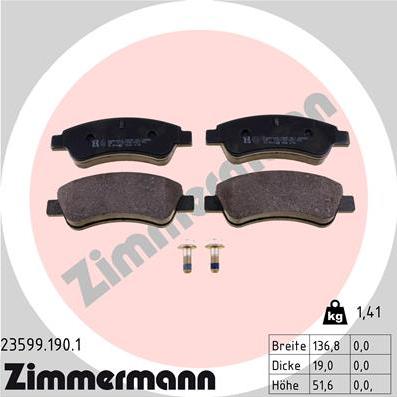 Zimmermann 23599.190.1 - Bremsbelagsatz, Scheibenbremse parts5.com