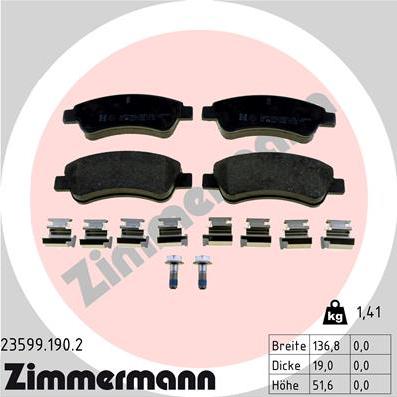 Zimmermann 23599.190.2 - Set placute frana,frana disc parts5.com