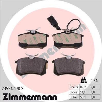 Zimmermann 23554.170.2 - Juego de pastillas de freno parts5.com