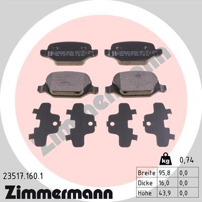 Zimmermann 23517.160.1 - Set placute frana,frana disc parts5.com