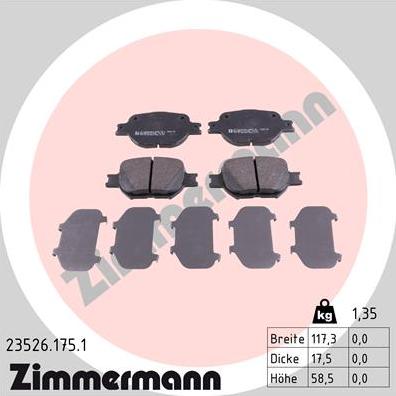 Zimmermann 23526.175.1 - Set placute frana,frana disc parts5.com