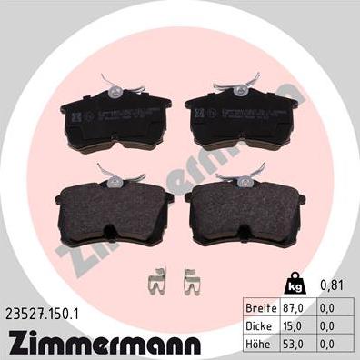Zimmermann 23527.150.1 - Brake Pad Set, disc brake parts5.com