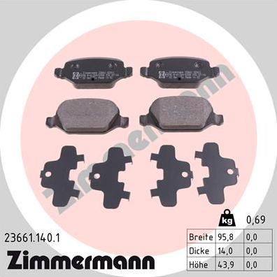 Zimmermann 23661.140.1 - Set placute frana,frana disc parts5.com