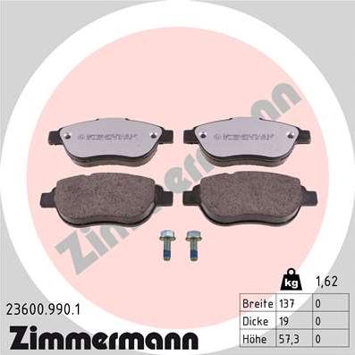 Zimmermann 23600.990.1 - Σετ τακάκια, δισκόφρενα parts5.com