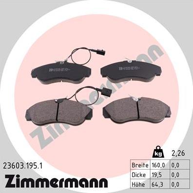 Zimmermann 23603.195.1 - Komplet pločica, disk-kočnica parts5.com