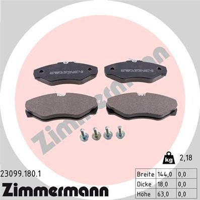 Zimmermann 23099.180.1 - Komplet pločica, disk-kočnica parts5.com