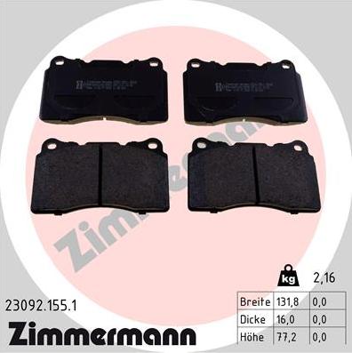 Zimmermann 23092.155.1 - Set placute frana,frana disc parts5.com