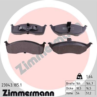 Zimmermann 23043.185.1 - Set placute frana,frana disc parts5.com