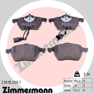 Zimmermann 23018.200.1 - Σετ τακάκια, δισκόφρενα parts5.com