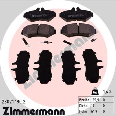 Zimmermann 23021.190.2 - Juego de pastillas de freno parts5.com