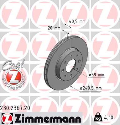 Zimmermann 230.2367.20 - Disco de freno parts5.com