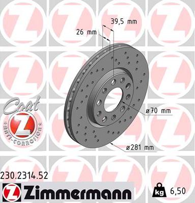 Zimmermann 230.2314.52 - Brake Disc parts5.com