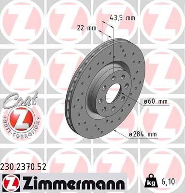 Zimmermann 230.2370.52 - Disco de freno parts5.com