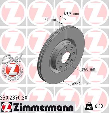 Zimmermann 230.2370.20 - Disco de freno parts5.com