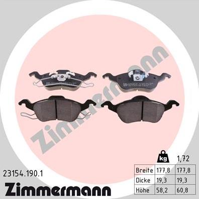 Zimmermann 23154.190.1 - Brake Pad Set, disc brake parts5.com