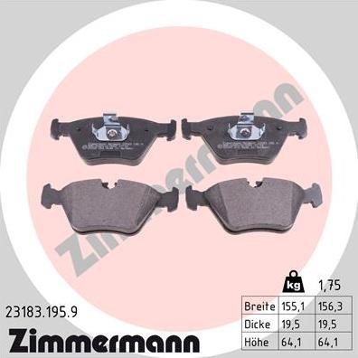 Zimmermann 23183.195.9 - Set placute frana,frana disc parts5.com