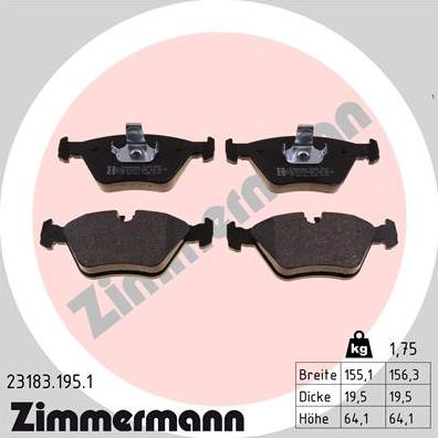 Zimmermann 23183.195.1 - Set placute frana,frana disc parts5.com