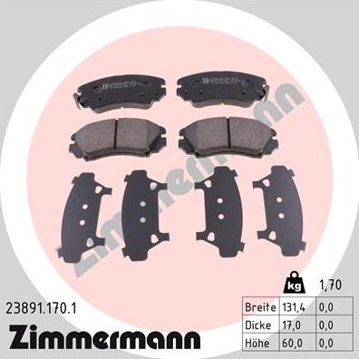 Zimmermann 23891.170.1 - Set placute frana,frana disc parts5.com