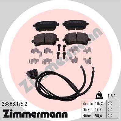 Zimmermann 23883.175.2 - Sada brzdových platničiek kotúčovej brzdy parts5.com