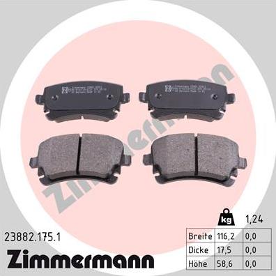 Zimmermann 23882.175.1 - Sada brzdových platničiek kotúčovej brzdy parts5.com