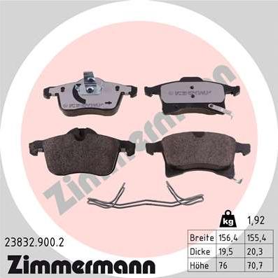 Zimmermann 23832.900.2 - Juego de pastillas de freno parts5.com