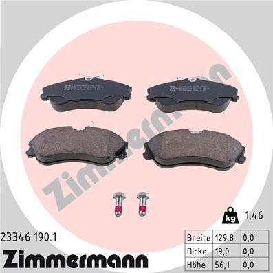 Zimmermann 23346.190.1 - Тормозные колодки, дисковые, комплект parts5.com