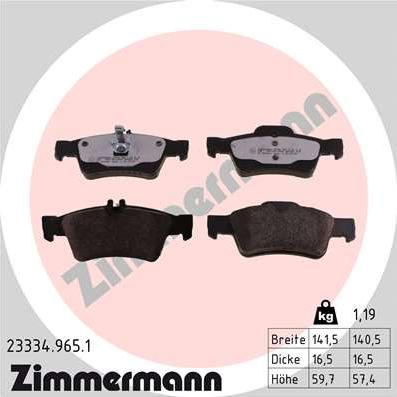 Zimmermann 23334.965.1 - Sada brzdových platničiek kotúčovej brzdy parts5.com