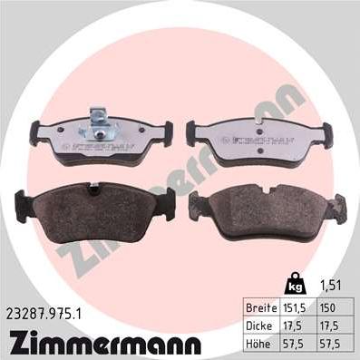 Zimmermann 23287.975.1 - Fékbetétkészlet, tárcsafék parts5.com