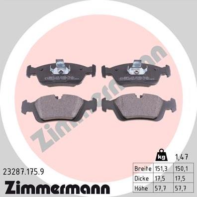 Zimmermann 23287.175.9 - Fékbetétkészlet, tárcsafék parts5.com