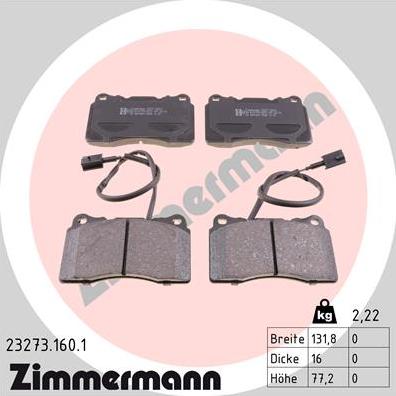 Zimmermann 23273.160.1 - Set placute frana,frana disc parts5.com