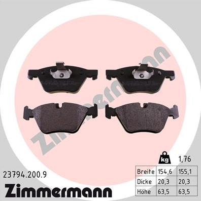 Zimmermann 23794.200.9 - Set placute frana,frana disc parts5.com