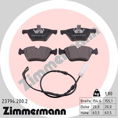 Zimmermann 23794.200.2 - Set placute frana,frana disc parts5.com