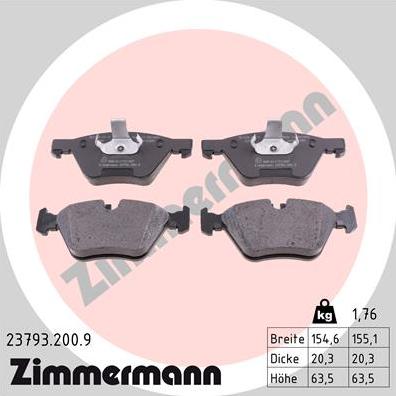 Zimmermann 23793.200.9 - Set placute frana,frana disc parts5.com