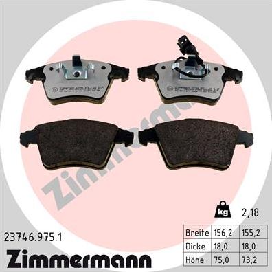 Zimmermann 23746.975.1 - Zestaw klocków hamulcowych, hamulce tarczowe parts5.com