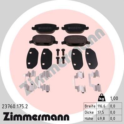 Zimmermann 23760.175.2 - Set placute frana,frana disc parts5.com