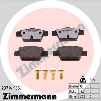 Zimmermann 23714.965.1 - Σετ τακάκια, δισκόφρενα parts5.com