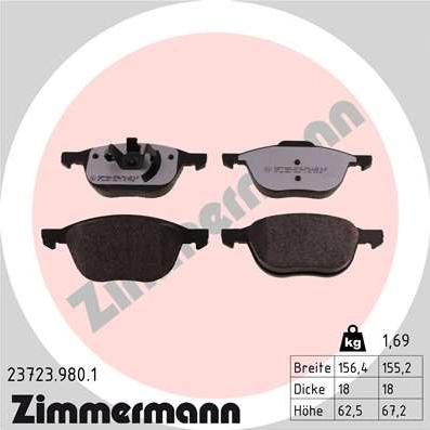 Zimmermann 23723.980.1 - Σετ τακάκια, δισκόφρενα parts5.com