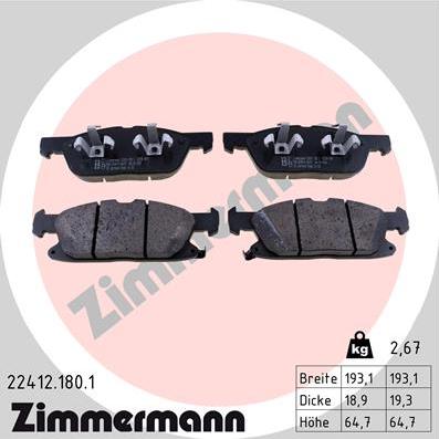 Zimmermann 22412.180.1 - Σετ τακάκια, δισκόφρενα parts5.com