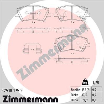 Zimmermann 22518.175.2 - Set placute frana,frana disc parts5.com