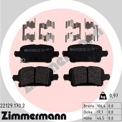 Zimmermann 22129.170.2 - Brake Pad Set, disc brake parts5.com