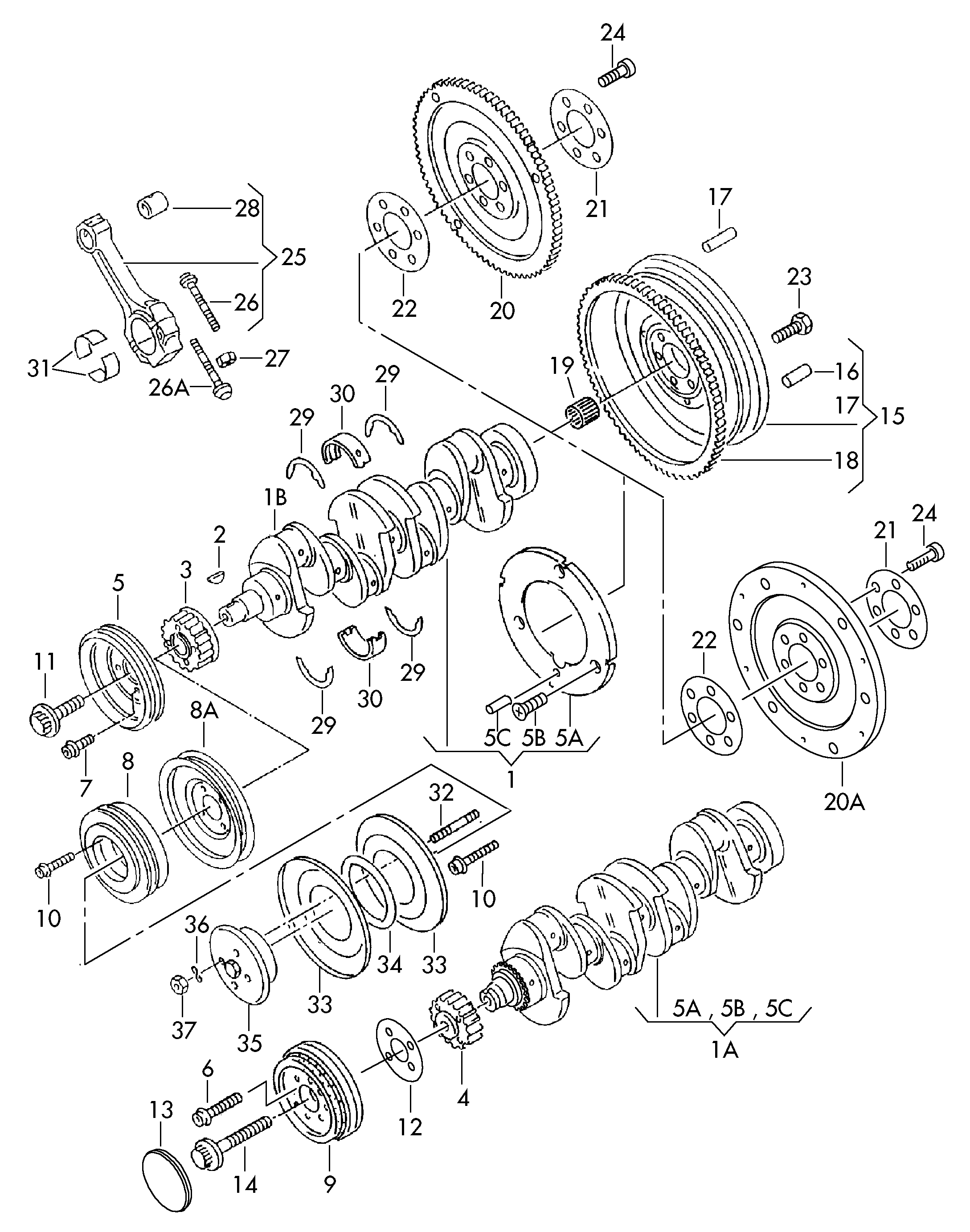 VW 026 198 421 - Saiba distantier, arbore cotit parts5.com